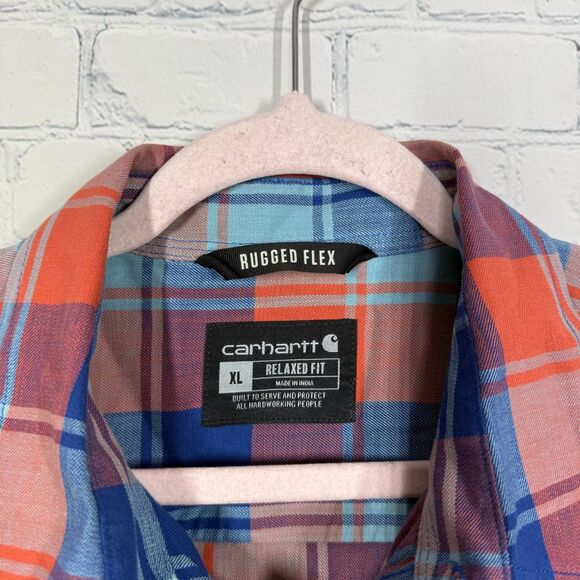 Carhartt Shirt Men Size XL Plaid Rudge Flex Short Sleeve Relaxed Fit Lightweight - Picture 4 of 10
